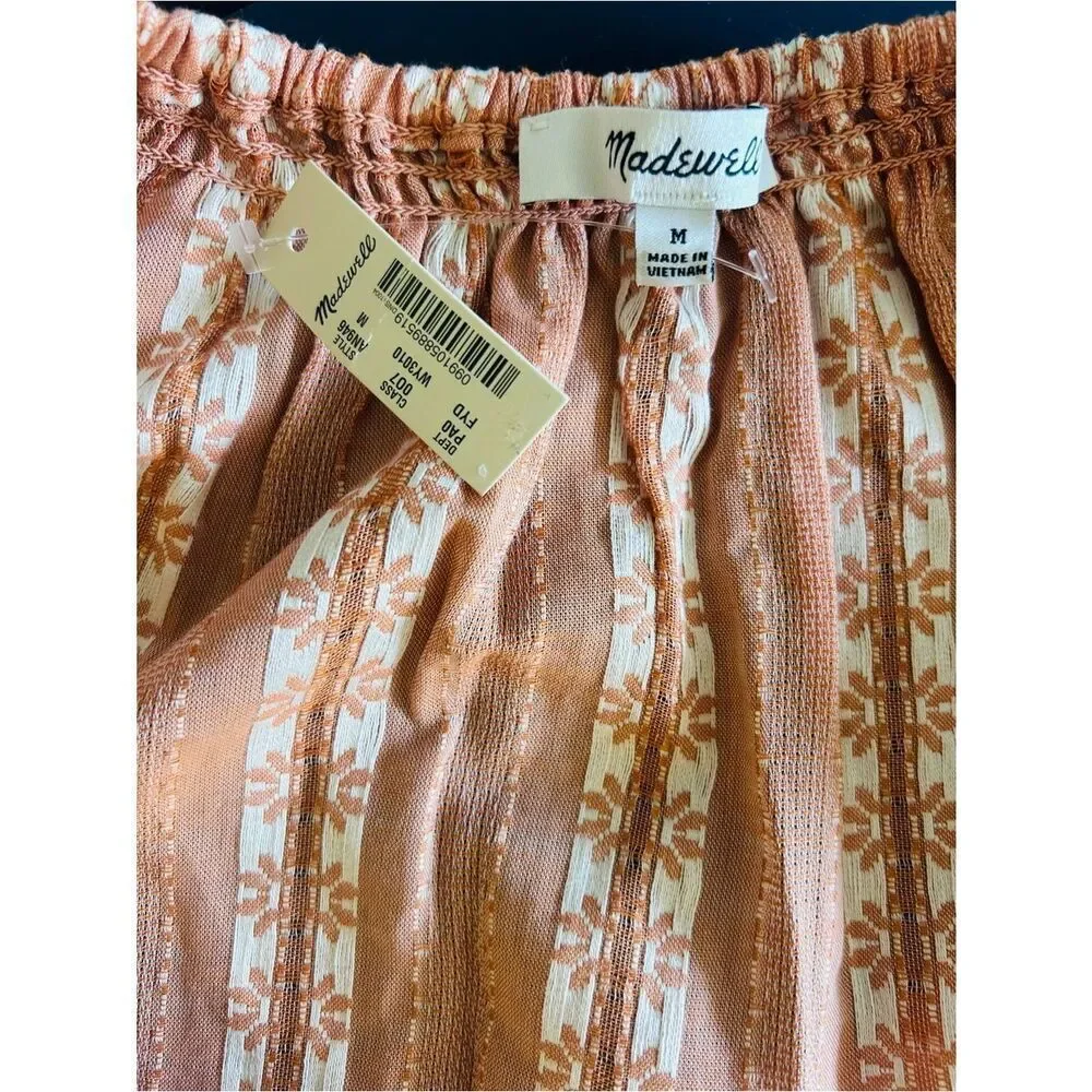 NWT Madewell Puff Sleeve Swing Top in Floral Striped Jacquard!